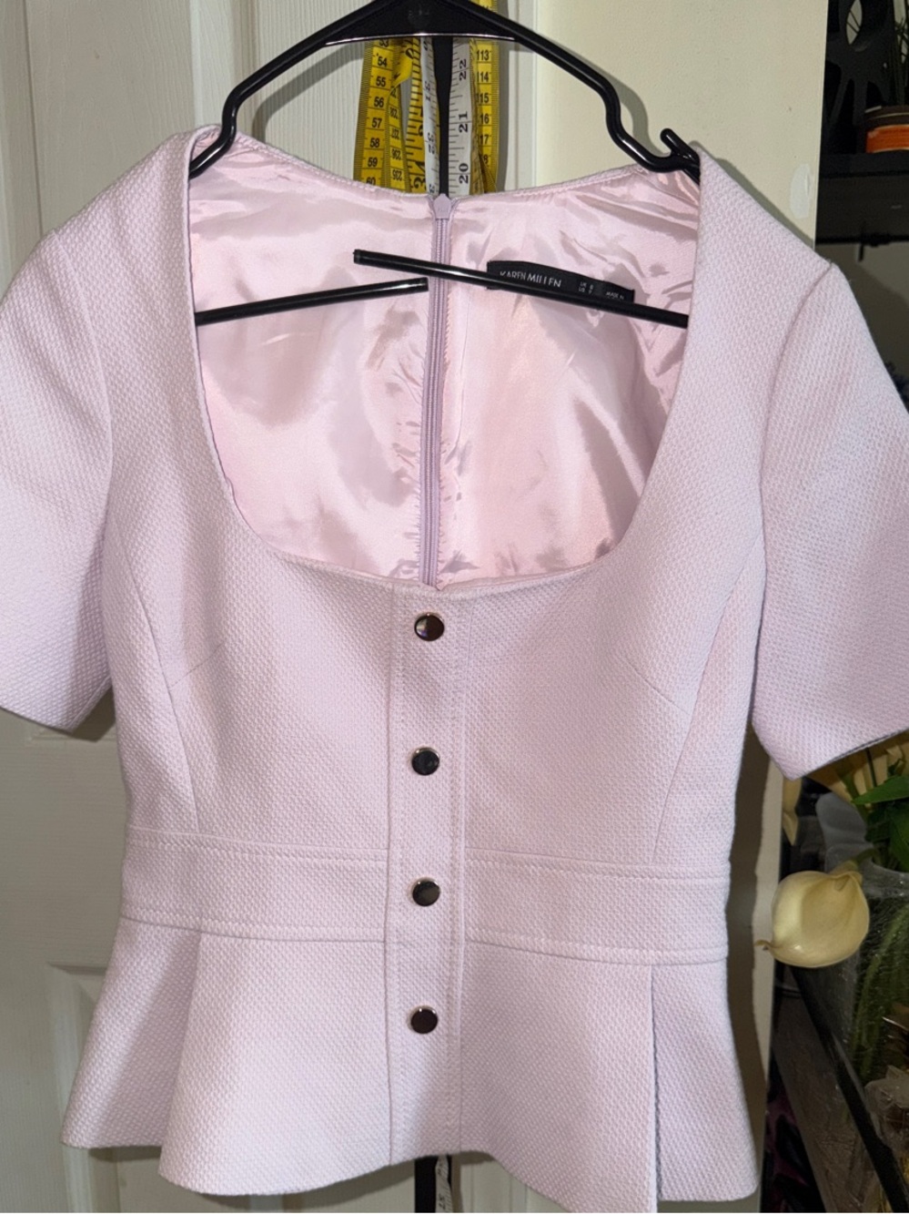 Karen Millen Pale Pink Textured Peplum Top